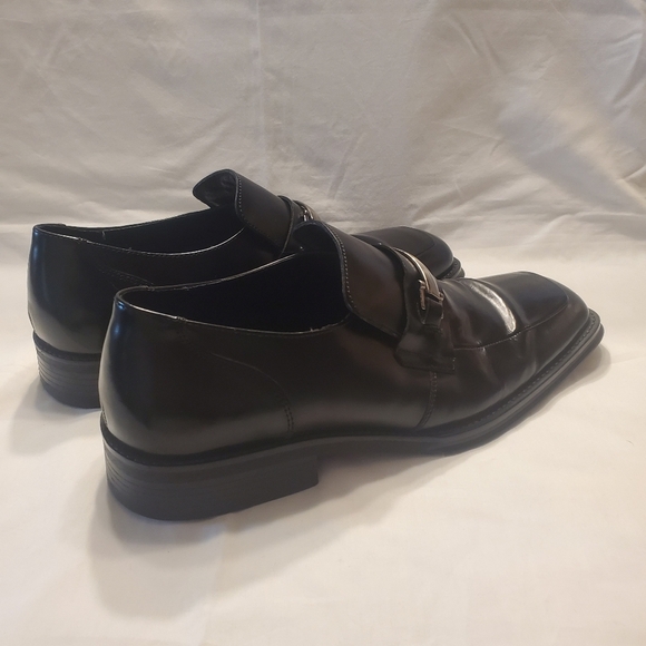Kenneth Cole Reaction Bottoms Away Loafers Black Leather Chrome Accent Size 12 - Picture 8 of 16